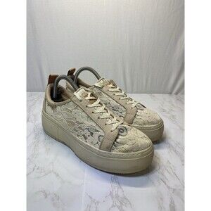 42 GOLD Glee Leather Sneakers for Women - Cream Lace, Size 10/41